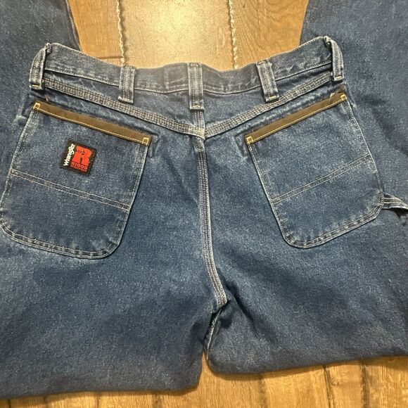 Wrangler Riggs Pants Men 34X32 Blue Denim Jeans Workwear Carpenter Reinforced - Picture 4 of 10
